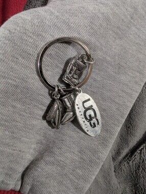 UGG Silver-Tone Logo and Mini Boot Charm Keychain